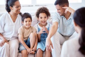 All families can benefit from therapy. Shot of a family meeting with a therapist